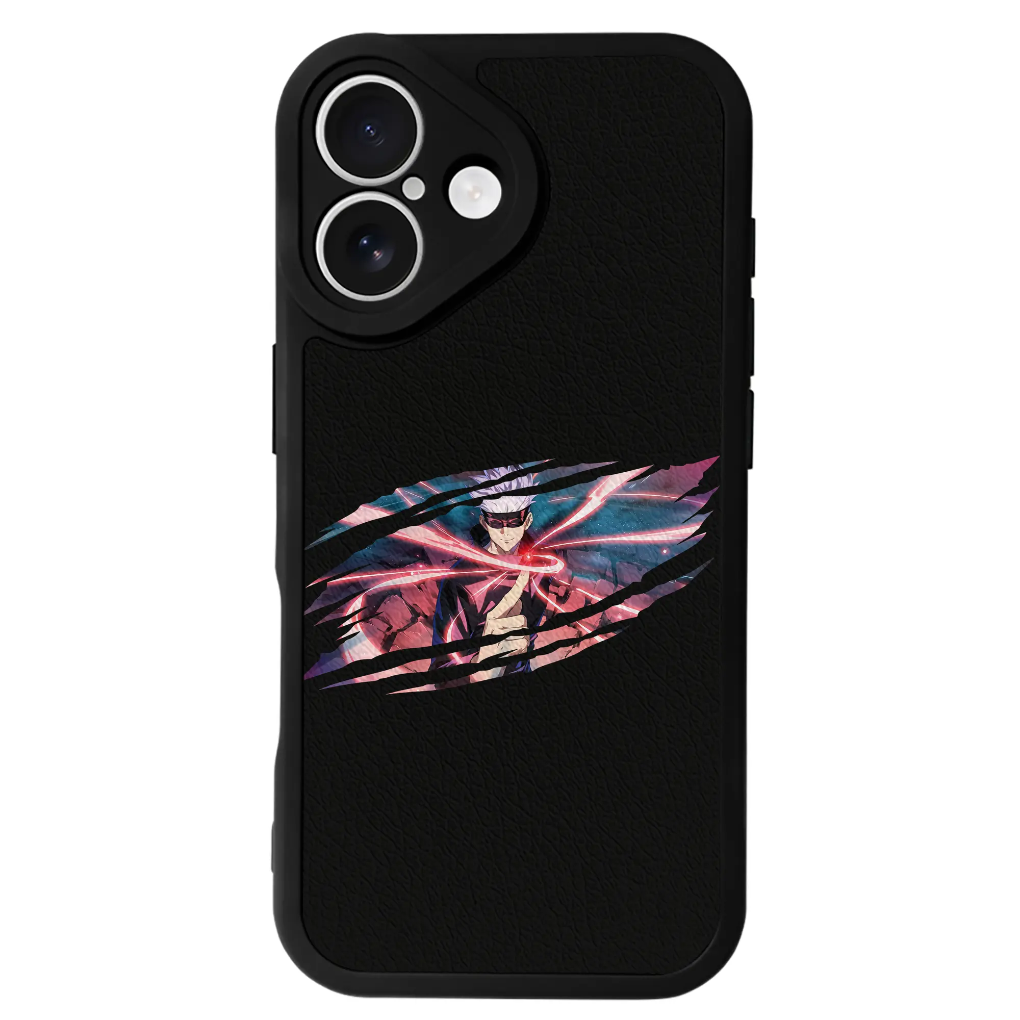 呪術廻戦 グッズ,五条 悟 - IPhone 16シリーズ対応 ・ シリコンスマホケース ・ レザー調 ・ 高精度フィット ・ 耐衝撃 ・ ワイヤレス充電対応 ・ 精密カット